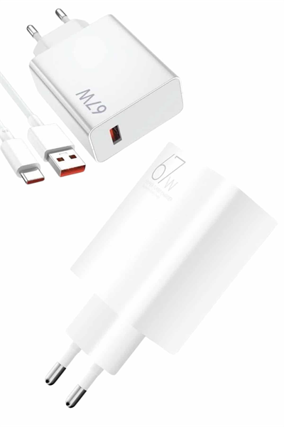 Beyaz Ultra Plus Hızlı Şarj Seti Şarj Adaptörü ve Kablosu 67W