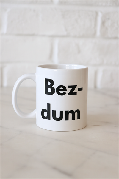 Bezdum Yazılı Minimal Tasarım Kupa Model 240 Karadeniz Mizah Temalı Baskılı Seramik Kahve Kupası