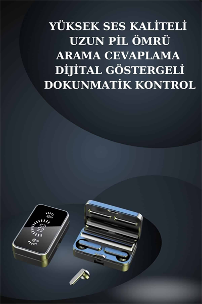 Bileklikli Amoled Ekran Akıllı Saat ve Dijital Göstergeli Kablosuz Bluetooth Kulaklık ANC/ ENC