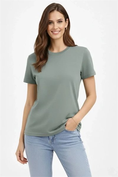 Bisiklet Yaka Tişört Regular Kalıp Basic Pamuklu Günlük Kullanım T-shirt - Mint Yeşili