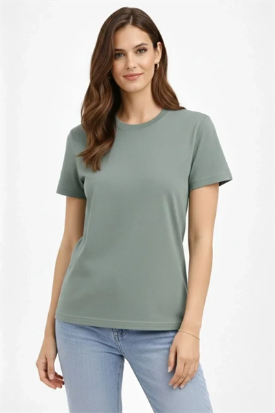 Bisiklet Yaka Tişört Regular Kalıp Basic Pamuklu Günlük Kullanım T-shirt - Mint Yeşili