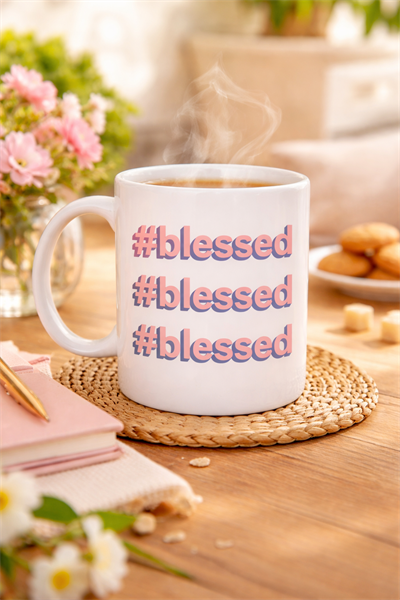 #Blessed Yazılı Porselen Kupa Model 34 – Motivasyonlu Kahve Kupası - Günlük Kullanım & Hediye