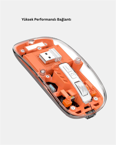 Bluetooth 5.0 & 2.4GHz Kablosuz Fare – 3 Cihaz Bağlantılı, Hızlı Geçiş, USB Alıcılı