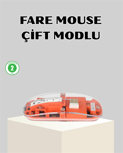 Bluetooth 5.0 & 2.4GHz Kablosuz Fare – 3 Cihaz Bağlantılı, Hızlı Geçiş, USB Alıcılı