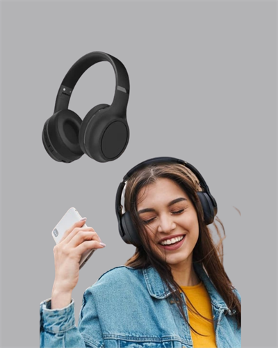 Bluetooth 5.0 Siyah Kablosuz Kulaklık 18 Saat Batarya Katlanabilir Tasarım