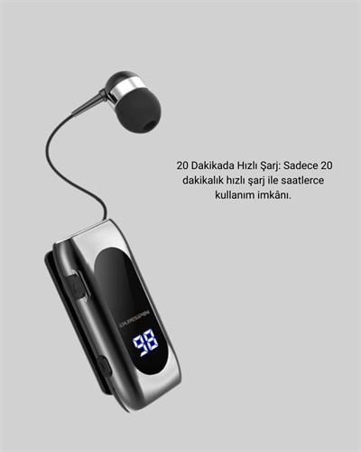 Bluetooth 5.2 Klipsli Kablosuz Kulaklık – Dijital Ekran & Titreşimli Uyarı
