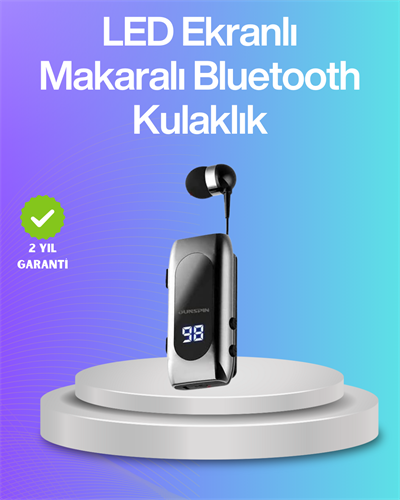 Bluetooth 5.2 Klipsli Kablosuz Kulaklık – Dijital Ekran & Titreşimli Uyarı