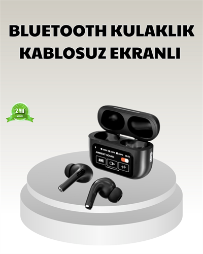 Bluetooth 5.3 ANC Kablosuz Kulaklık – Dokunmatik Kontrol, Dijital Ekran ve Uzun Pil Ömrü