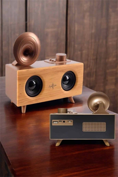 Bluetooth Hoparlör Ahşap Klasik Retro Gramofon Bluetooth Müzik Kutusu