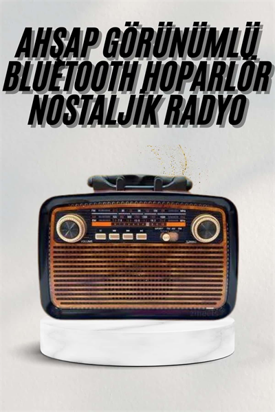 Bluetooth Hoparlör Ahşap Renk Vintage Işıklı Nostaljik Radyo Fm Ahşap Görünümlü