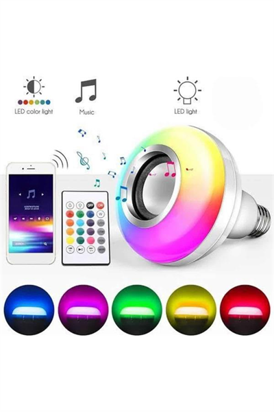 Bluetooth Hoparlör Akıllı Rgb Led Işık Renk Değiştirme Ses Bombası Ampül Görünümlü