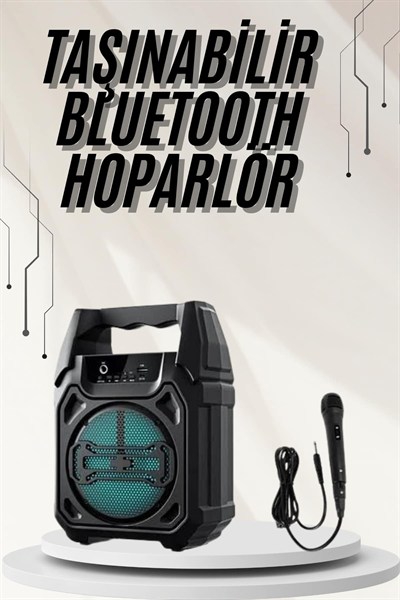 Bluetooth Hoparlör Led Işıklı Taşınabilir Kablosuz Speaker Uzun Pil Ömrü