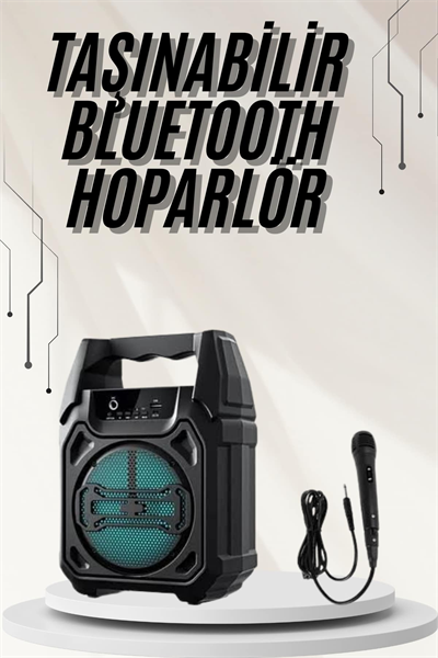 Bluetooth Hoparlör Led Işıklı Taşınabilir Kablosuz Speaker Uzun Pil Ömrü