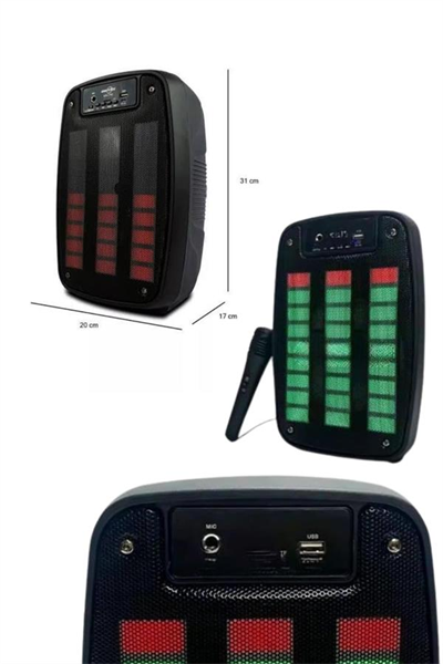 Bluetooth Hoparlör Taşınabilir Şarjlı Işıklı Büyük Boy Yüksek Ses Kaliteli