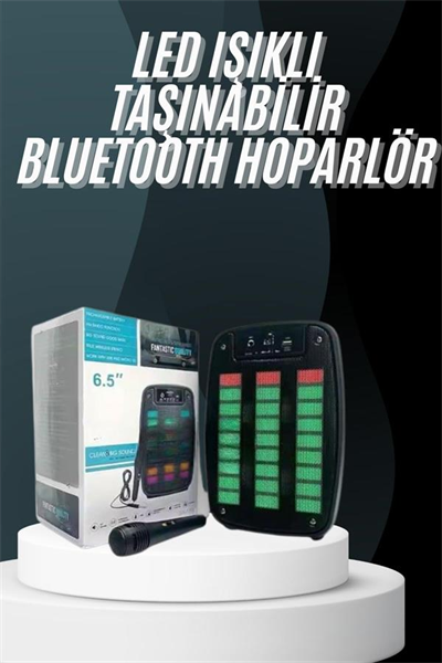Bluetooth Hoparlör Taşınabilir Şarjlı Işıklı Büyük Boy Yüksek Ses Kaliteli