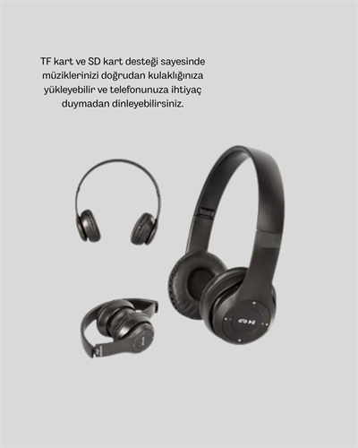 Bluetooth Kablosuz Kulaklık – Extra Bass, TF Kart, Mikrofonlu, Ayarlanabilir Ergonomik Tasarım