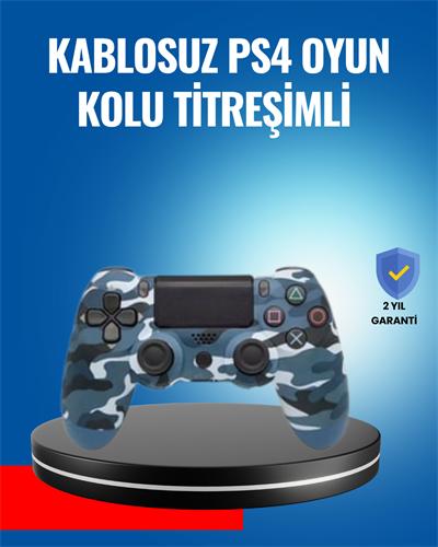 Bluetooth Kablosuz PS4 Gamepad Çift Motorlu Siyah Controller