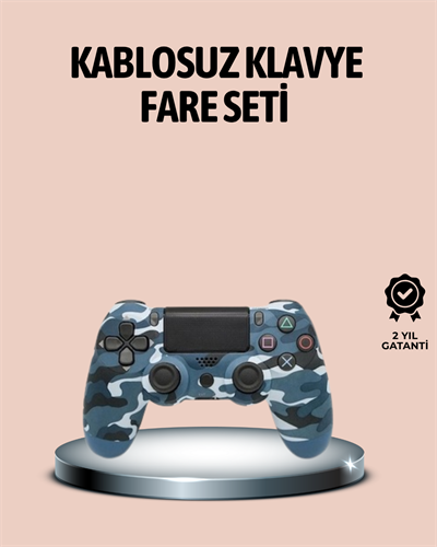 Bluetooth Kablosuz PS4 Gamepad Çift Motorlu Siyah Controller
