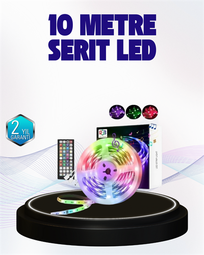 Bluetooth Kontrollü Smart Şerit Led 10M Sese Duyarlı RGB Aydınlatma