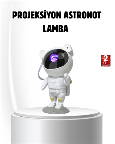 Bluetooth Müzikli Astronot Projeksiyon Lambası Yıldız ve Ay Efektli