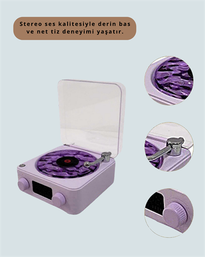 Bluetooth Retro Pikap Hoparlör – Projektörlü Gece Lambası