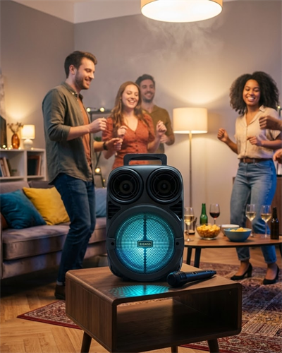 Bluetooth Taşınabilir Karaoke Hoparlör 6.5 İnç Mikrofonlu RGB Işıklı USB TF Kart Destekli