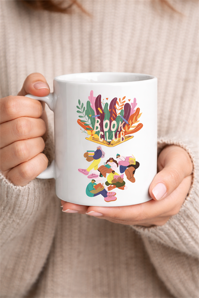 Book Club Tasarım Kupa Model 232 Kitap Severlere Özel Baskılı Seramik Kahve Kupası