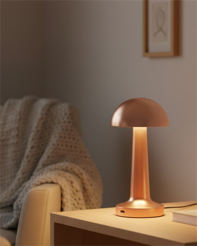 Bronz Dokunmatik Masa Lambası 3 Renk LED Şarjlı Kablosuz USB Çıkışlı