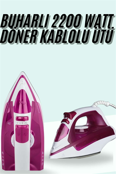 Buharlı Ütü 2200 Watt Seramik Tabanlı Taşınabilir Kablolu Ütü