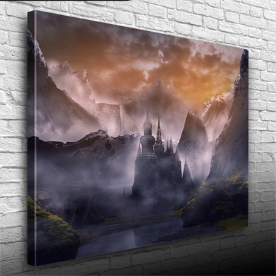 Bulutlar içinde Mistik Şato Kanvas Tablo 50 x 70
