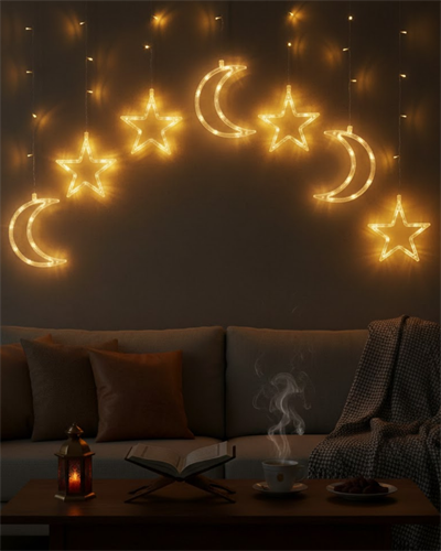 Büyük Ay Yıldız Ramazan Led Işık Dekoratif Işıklı Süs