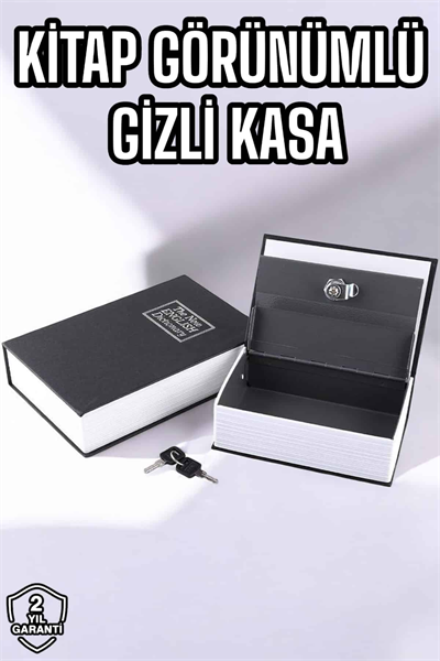 Büyük Boy Anahtarlı Kitap Görünümlü Gizli Kasa Çelik Kasa Altın Kasası
