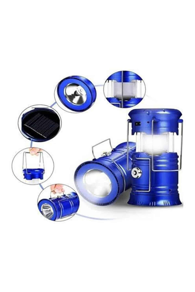 Büyük Boy Güneş Enerjili Kamp Feneri Işıldak Lamba USB Şarjlı