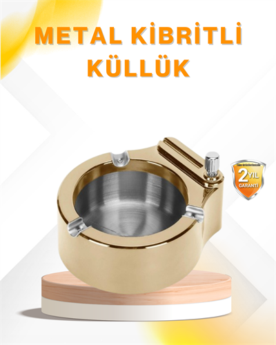 Çakmak Entegreli Küllük Yeniden Doldurulabilir Metal Gövde