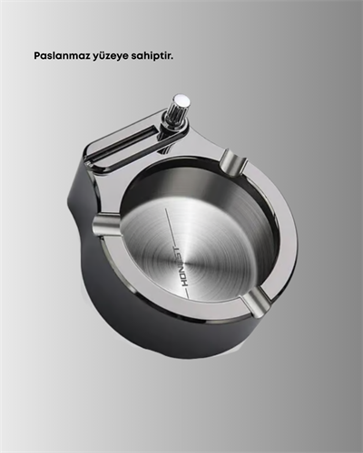 Çakmaklı Küllük Paslanmaz Metal Yuvarlak Tasarım