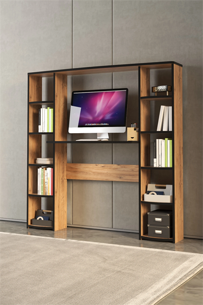 Çalışma Masası 10 Raflı Kitaplık Raf Atlantik Çam