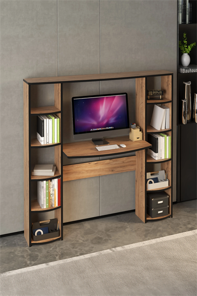 Çalışma Masası 10 Raflı Kitaplık Raf Atlantik Çam