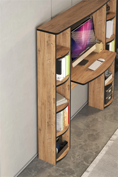 Çalışma Masası 10 Raflı Kitaplık Raf Atlantik Çam