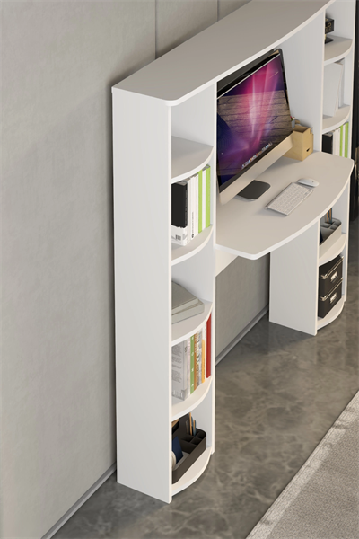 Çalışma Masası 10 Raflı Kitaplık Raf Beyaz