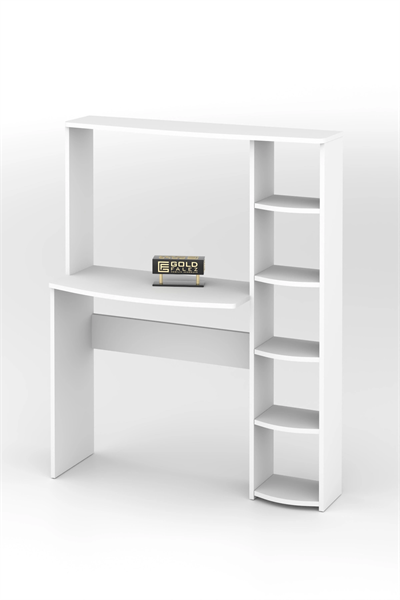 Çalışma Masası 5 Raflı Kitaplık Beyaz