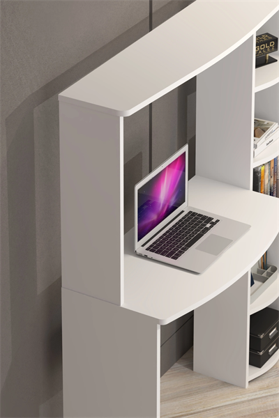 Çalışma Masası 5 Raflı Kitaplık Beyaz