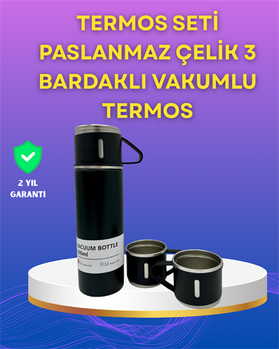Çelik Termos Bardak Seti | 500 ml Kapasite, Kaymaz Taban, Hediye Kutulu