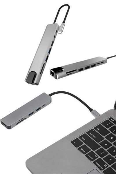 Çevirici Dönüştürücü Adaptör Macbook 3 In 1 Type-C To Hdmı USB 3.0