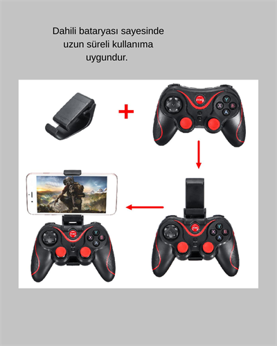 Çift Analog Joystick ve 14 Tuşlu Bluetooth Oyun Kumandası