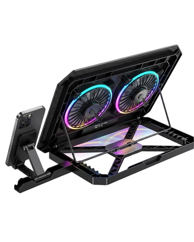 Çift Fanlı Laptop Soğutucu RGB Işıklı Sessiz Notebook Standı