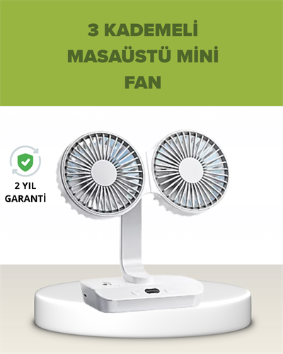 Çift Kafalı Masaüstü ve Duvar Tipi Sessiz USB Şarjlı Fan