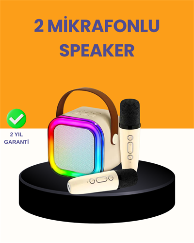 Çift Mikrofonlu Kompakt Karaoke Hoparlör – Uzun Pil Ömrü