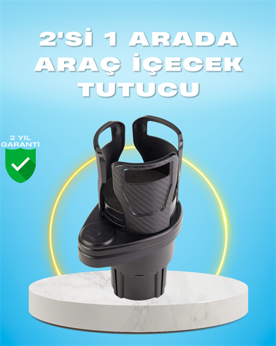 Çiftli Araba Bardak Tutucu Karbon Fiber Görünümlü 360° Ayarlı