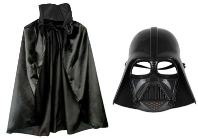 Çocuk Boy Yıldız Savaşları Star Wars Darth Vader Maskesi ve 90 cm Pelerin Seti Siyah