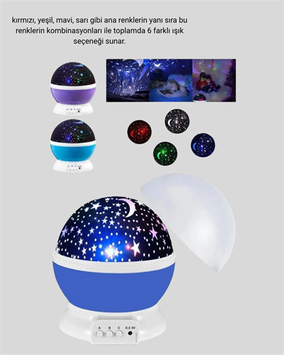 Çocuk Gece Lambası 6 Modlu Renkli LED Enerji Tasarruflu Masal Işığı